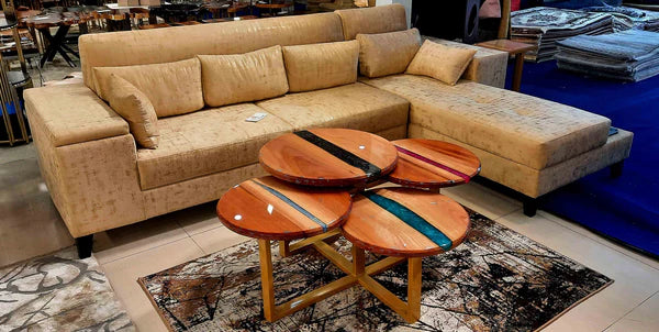 Round Epoxy Wood Nesting Table Set Colorful Accent | Craft Edges