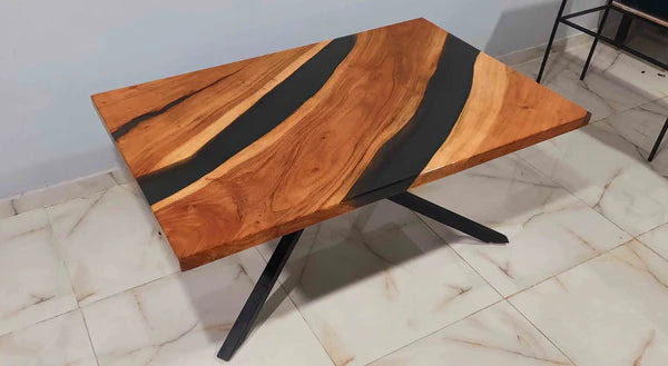 Rectangular Epoxy River Center Table Black Wood | Craft Edges