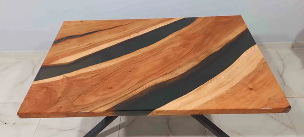 Rectangular Epoxy River Center Table Black Wood | Craft Edges