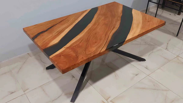 Rectangular Epoxy River Center Table Black Wood | Craft Edges
