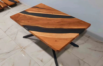 Rectangular Epoxy River Center Table Black Wood | Craft Edges
