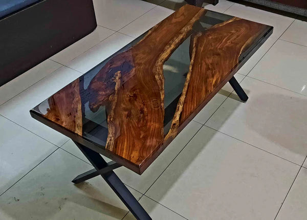 Live Edge Epoxy River Center Table Walnut Modern | Craft Edges