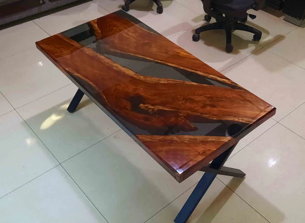 Live Edge Epoxy River Center Table Walnut Modern | Craft Edges
