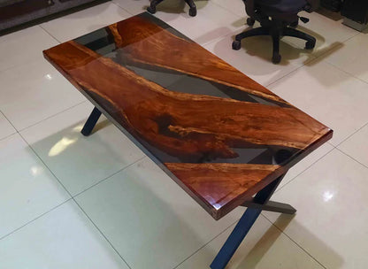 Live Edge Epoxy River Center Table Walnut Modern | Craft Edges