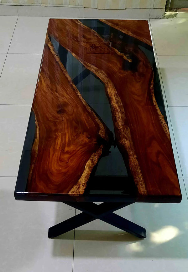 Live Edge Epoxy River Center Table Walnut Modern | Craft Edges