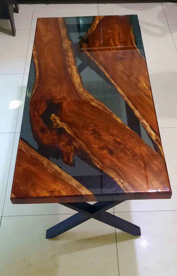 Live Edge Epoxy River Center Table Walnut Modern | Craft Edges