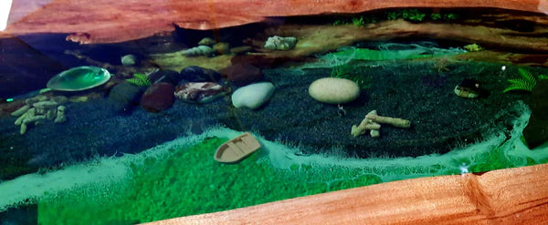 Emerald River Live Edge Wood Center Table Green Art | Craft Edges