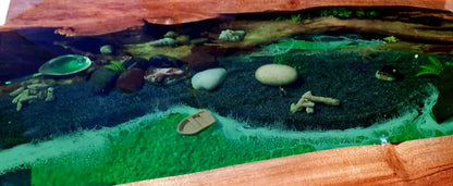 Emerald River Live Edge Wood Center Table Green Art | Craft Edges