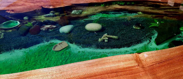 Emerald River Live Edge Wood Center Table Green Art | Craft Edges