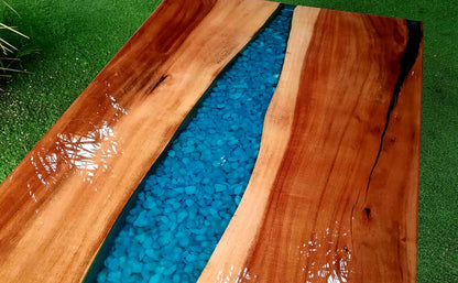 Blue Lagoon Epoxy River Center Table Artistic Wood | Craft Edges