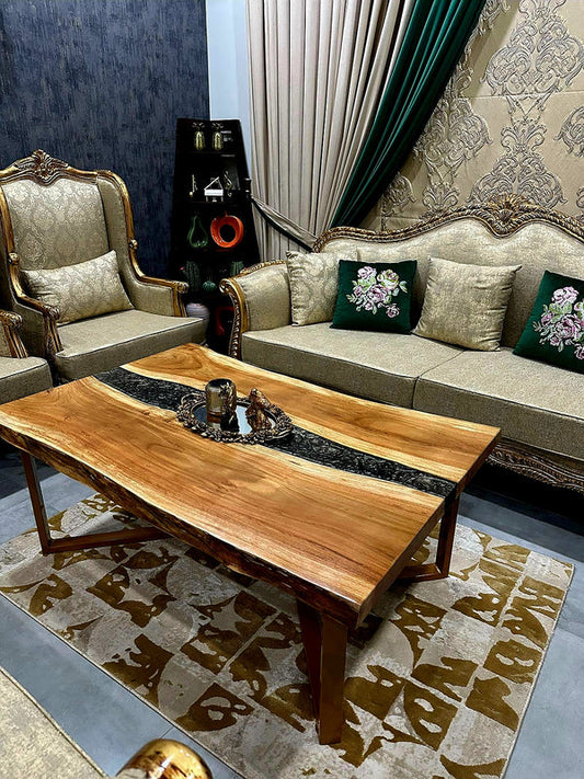 Royal Ebony River Center Table Luxury Wood Accent | Craft Edges