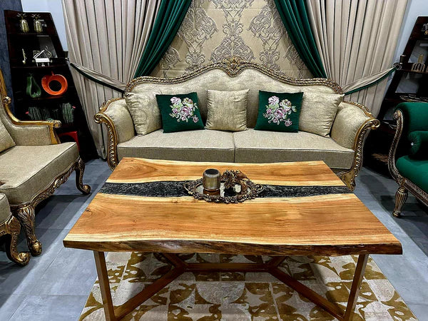 Royal Ebony River Center Table Luxury Wood Accent | Craft Edges