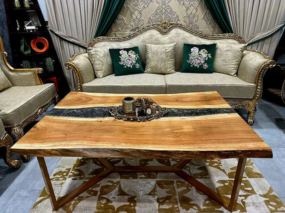 Royal Ebony River Center Table Luxury Wood Accent | Craft Edges