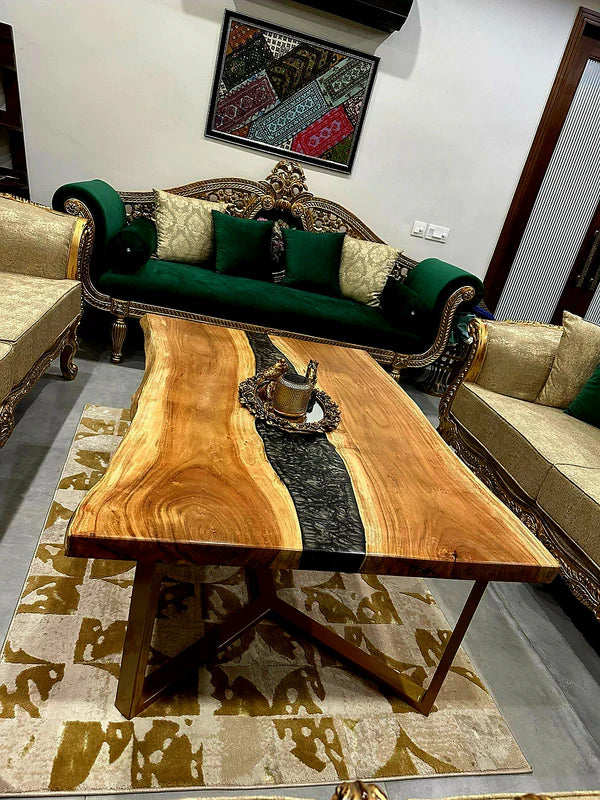 Royal Ebony River Center Table Luxury Wood Accent | Craft Edges