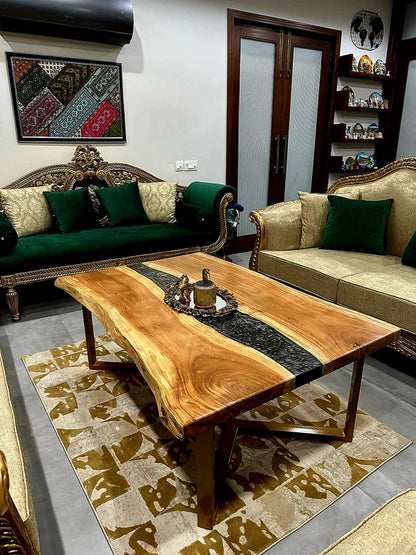 Royal Ebony River Center Table Luxury Wood Accent | Craft Edges