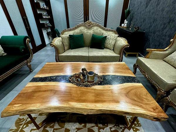 Royal Ebony River Center Table Luxury Wood Accent | Craft Edges