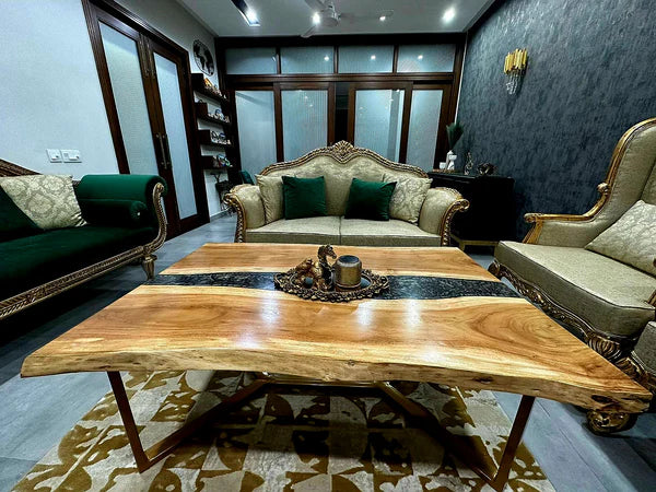 Royal Ebony River Center Table Luxury Wood Accent | Craft Edges