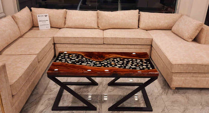 Midnight Pebble Epoxy Center Table Modern Natural | Craft Edges