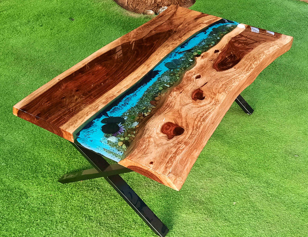Nature Stream Live Edge Epoxy Center Table