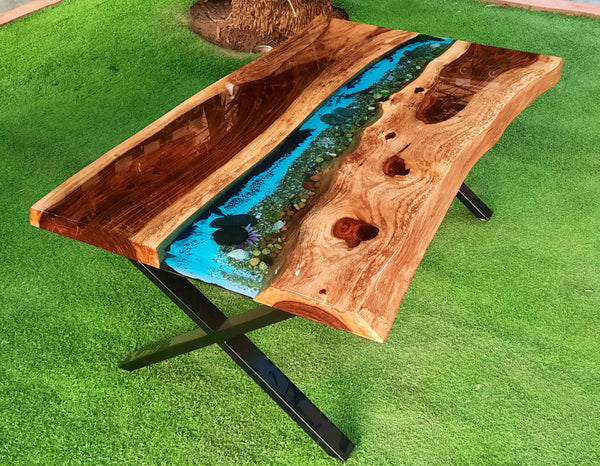 Nature Stream Epoxy Center Table Live Edge Art | Craft Edges