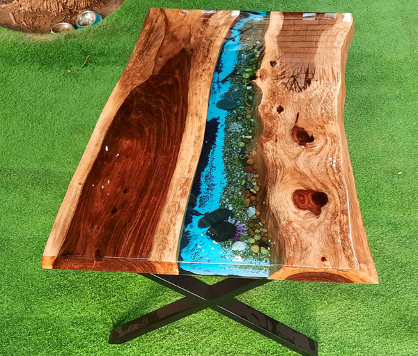 Nature Stream Epoxy Center Table Live Edge Art | Craft Edges