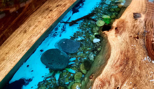 Nature Stream Epoxy Center Table Live Edge Art | Craft Edges