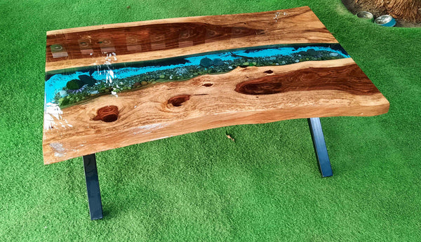 Nature Stream Epoxy Center Table Live Edge Art | Craft Edges