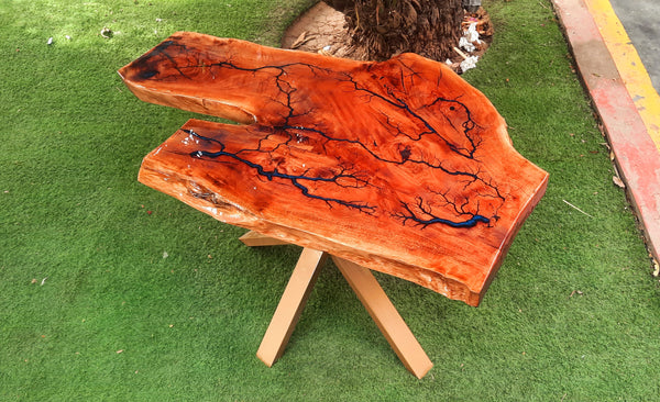 Live Edge Coffee Table Fractal Burn Statement Piece | Craft Edges