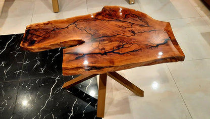 Live Edge Coffee Table Fractal Burn Statement Piece | Craft Edges