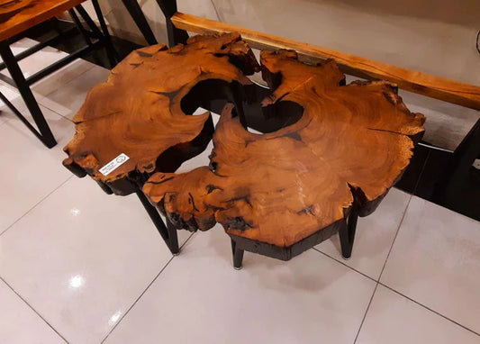 Natural Wood Slab Side Table Set Organic Accent | Craft Edges