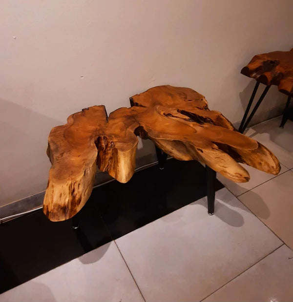 Organic Root Form Corner Table Teak Wood Art Piece | Craft Edges