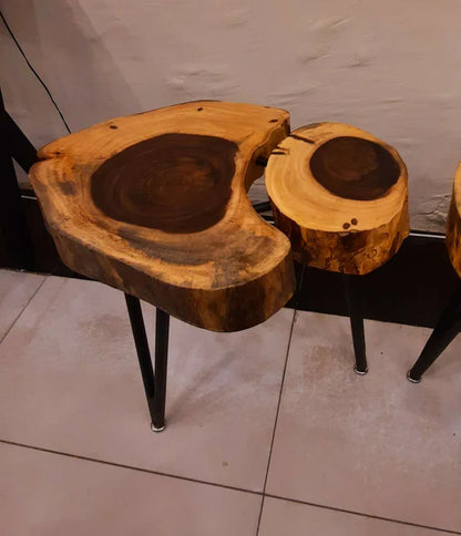 Twin Grain Slice Side Tables Natural Wood Accent | Craft Edges