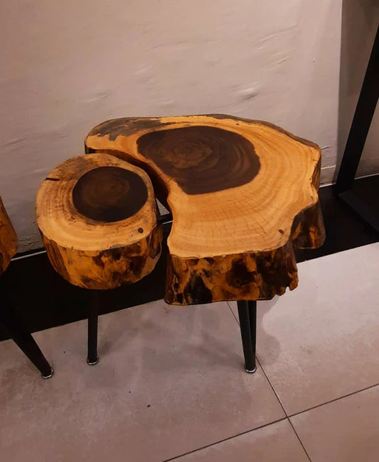 Twin Grain Slice Side Tables Natural Wood Accent | Craft Edges