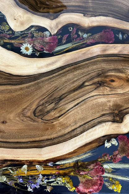 4 Seater Walnut epoxy dining table