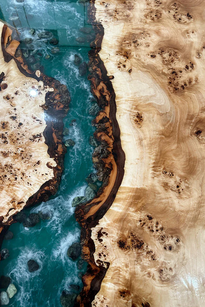 Green Ocean Epoxy River Dining Table