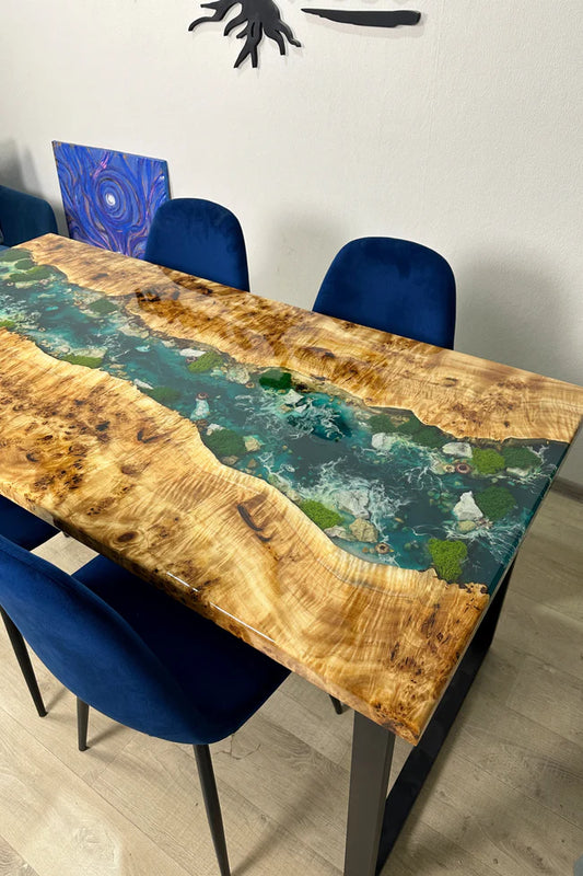 Ocean Art Resin River Dining Table for 4