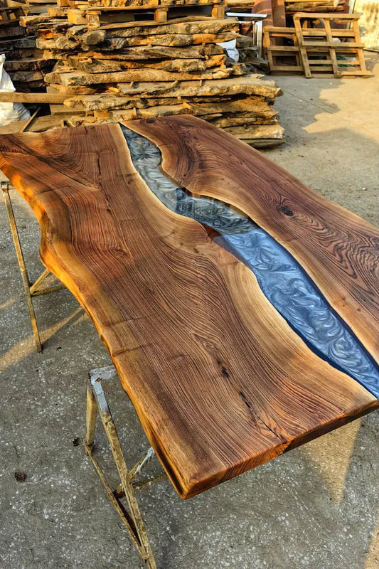 Black Walnut Pearl Gray Epoxy River Conference Table