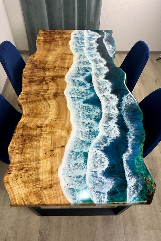 Blue Ocean Art Dining Table 4 Seater