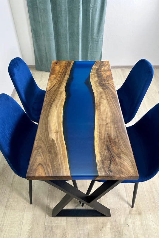 4 Seater Walnut Blue River Table