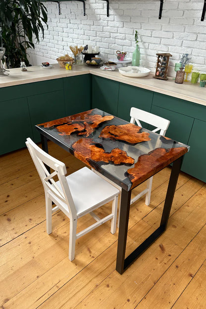 Two Seater Epoxy Wood Dining Table