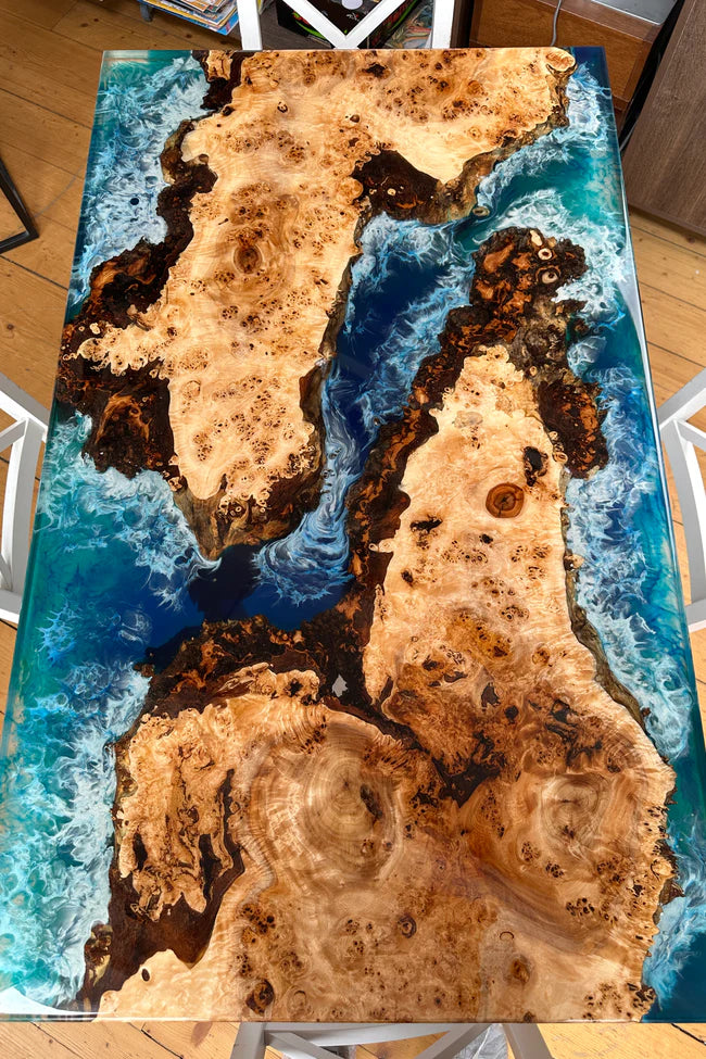 Poplar Resin River Dining Table 4 Seater