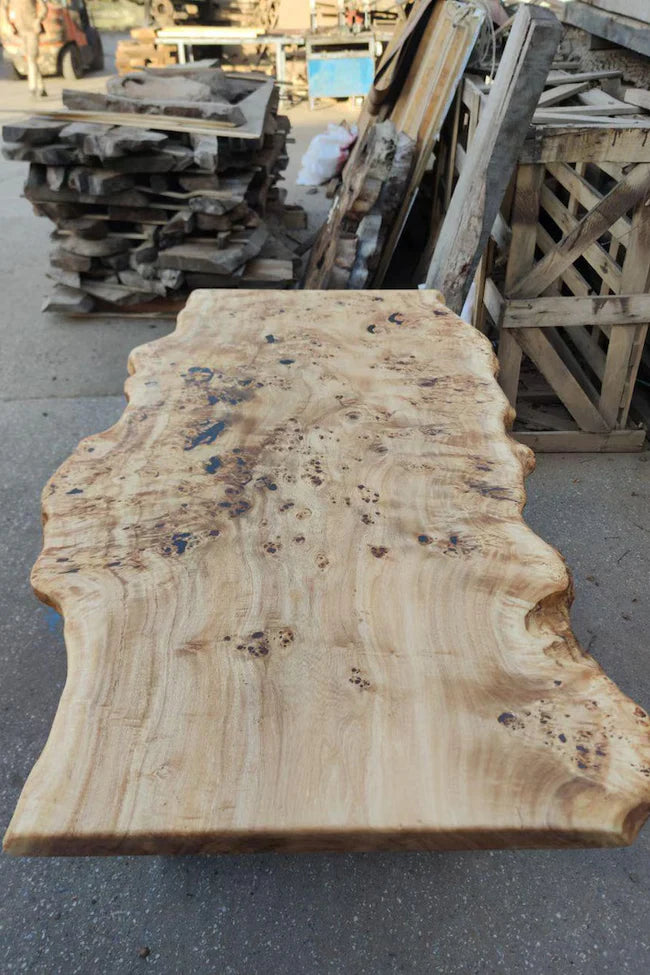 Burl Polar Wood modern Table with live edges