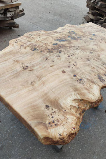 Burl Polar Wood modern Table with live edges