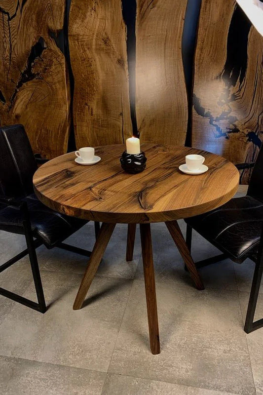 Round american black walnut coffee table