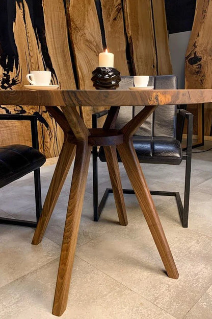 Round american black walnut coffee table