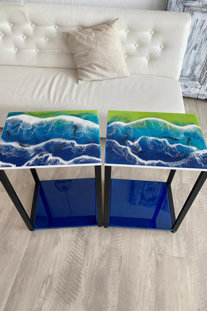 Set of 2 Ocean Resin Coffee Tables