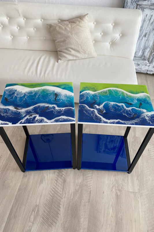 Set of 2 Ocean Resin Coffee Tables
