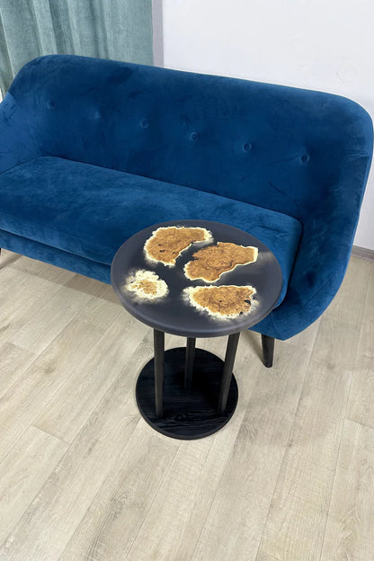 Black round epoxy side table