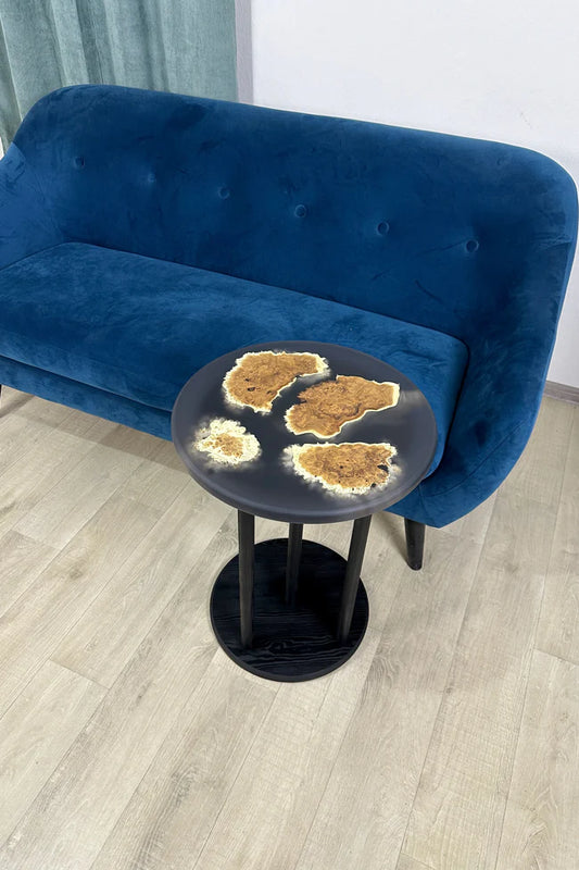 Black round epoxy side table