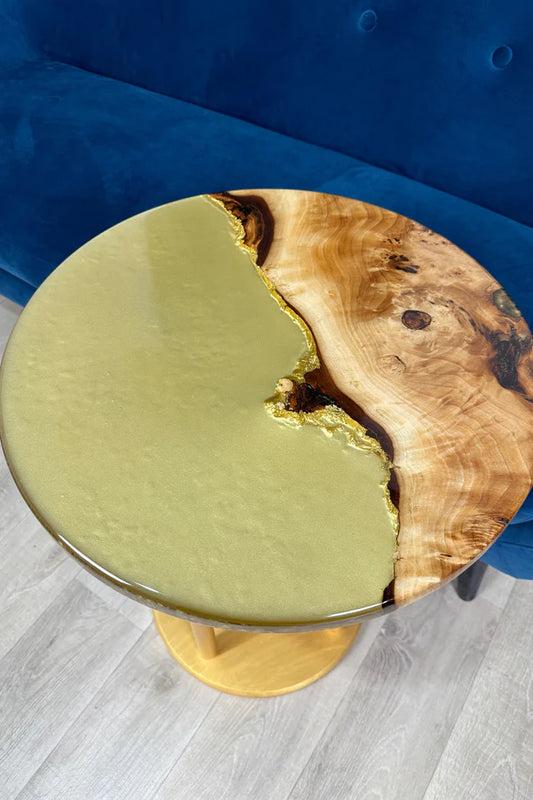 Golden Round Resin Side Table